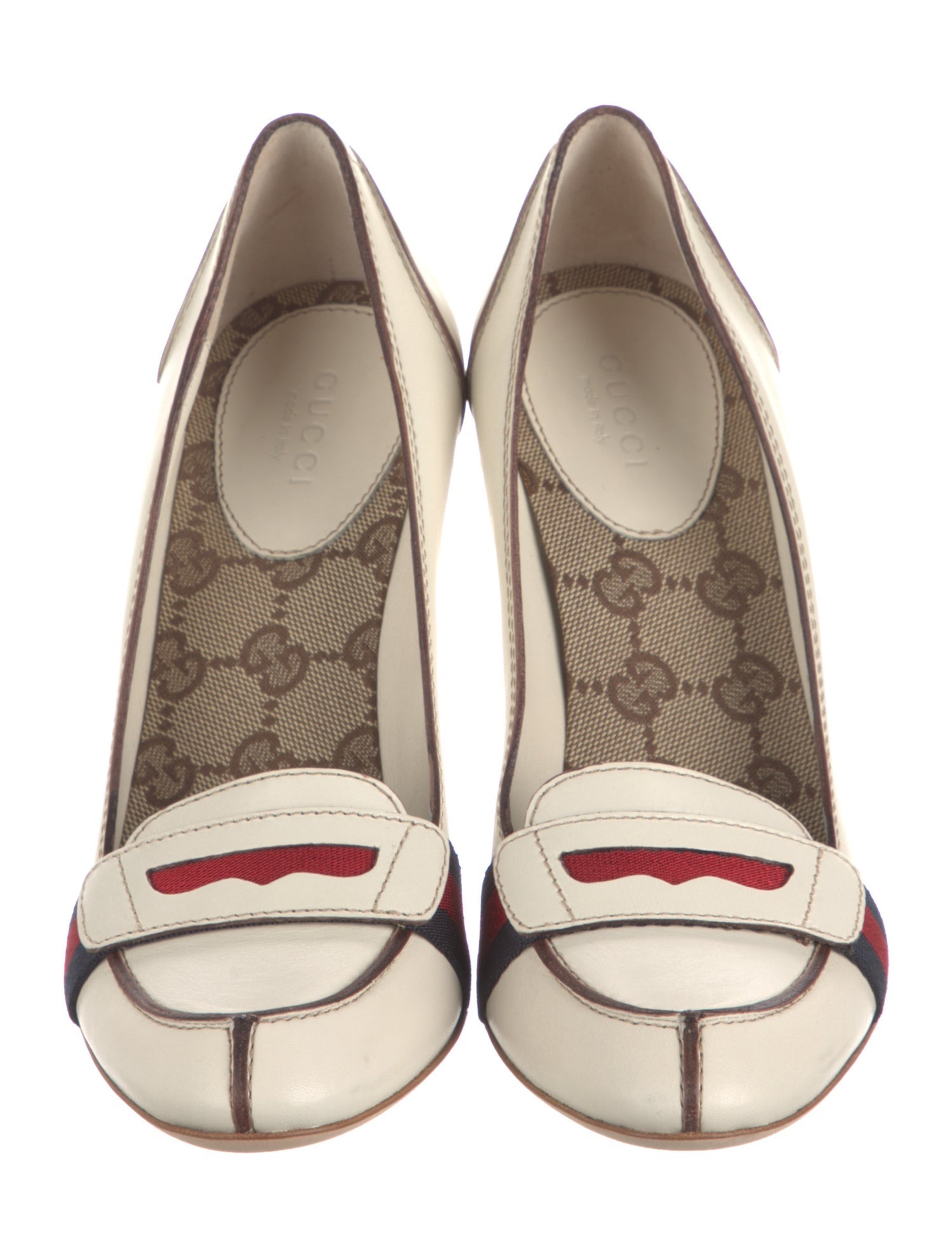 Gucci Leather Colorblock Pattern Pumps